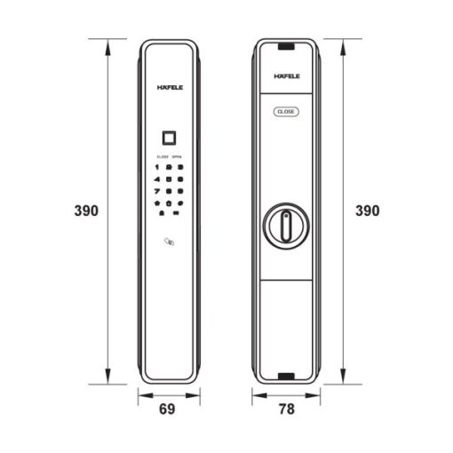Khóa điện tử Hafele PP9000 Màu đen 912.05.691 - 3