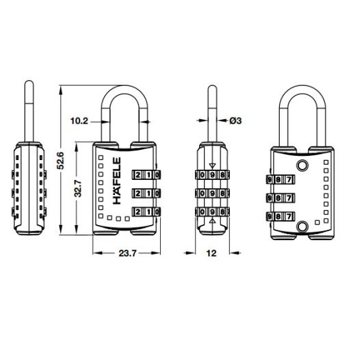 Ổ khoá số du lịch DIY Häfele 482.09.005 - 5