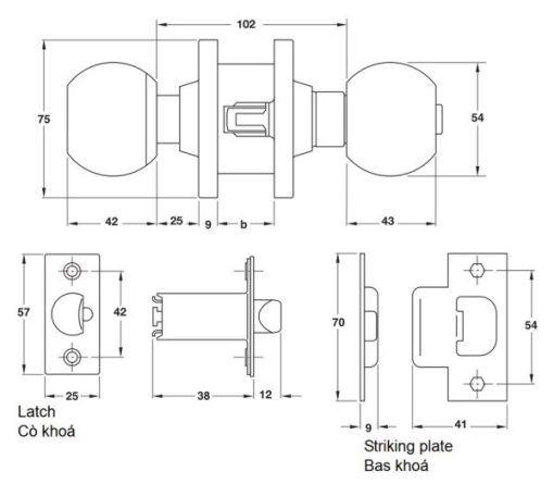 Khóa tròn cho cửa công cộng – loại lớn Häfele 911.64.254 - 5