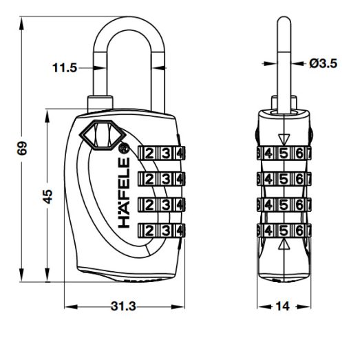 Ổ khoá số du lịch DIY Häfele 482.09.007 - 5