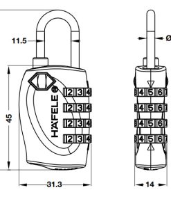 Ổ khoá số du lịch DIY Häfele 482.09.008 - 12 Ổ khoá số du lịch DIY Häfele 482.09.008 - 11