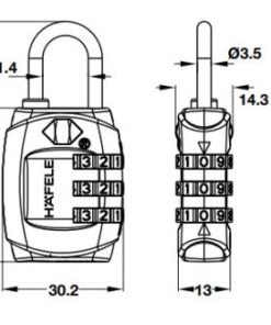 Ổ khoá số du lịch DIY Häfele 482.09.010 - 12 Ổ khoá số du lịch DIY Häfele 482.09.010 - 11