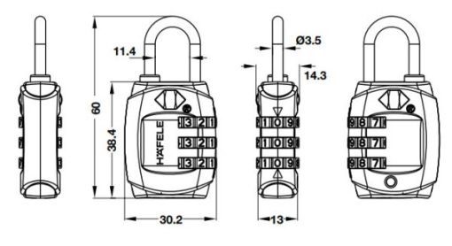 Ổ khoá số du lịch DIY Häfele 482.09.009 - 5