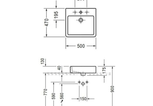 Lavabo Đặt Bàn Vero Có Xả Tràn Duravit 588.45.024 - 3