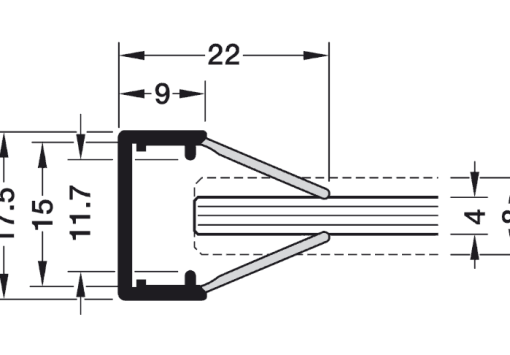 Thanh nhôm nẹp cạnh thủy tinh 2m 833.74.733 - 3