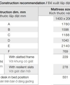 Phụ kiện kết hợp cho giường 1400x2000mm Hafele 271.97.301 - 19