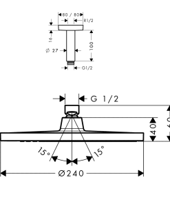 Bộ sen đầu gắn trần Hansgrohe 589.52.678 - 10 Bộ sen đầu gắn trần Hansgrohe 589.52.678 - 9