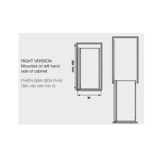 Rổ kéo để chai lọ, gia vị Kesseböhmer Hafele 400mm màu đen mở phải 545.53.968 - 3