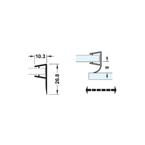 Ron cửa kính cho cửa trượt Hafele 8-10mm 950.50.016 - 3