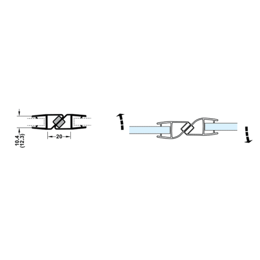 Ron cửa kính nam châm 180 độ Hafele cho kính 8-10mm 950.50.030 - 3