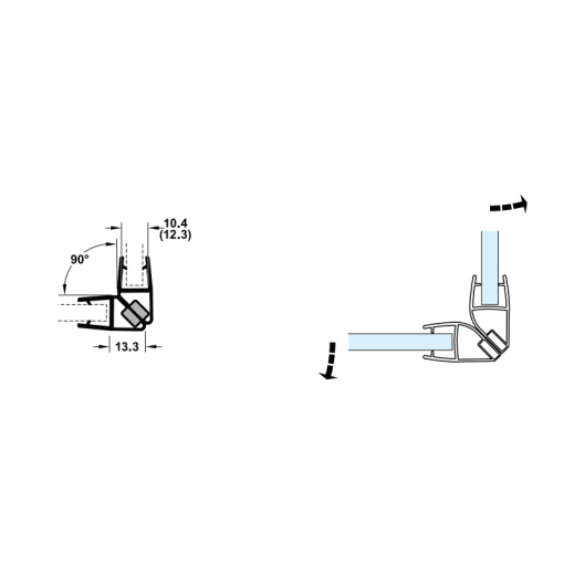 Ron cửa kính nam châm 90° Hafele cho kính 10-12mm 950.50.027 - 3