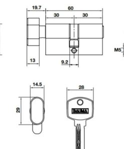Ruột khoá 1 đầu chìa 1 đầu vặn 60mm BAUMA 916.87.822 - 6 Ruột khoá 1 đầu chìa 1 đầu vặn 60mm BAUMA 916.87.822 - 5