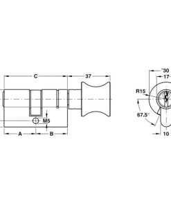 Ruột khóa Häfele 1 đầu chìa, 1 đầu vặn, 5 chìa dài 70mm 916.63.099 - 5