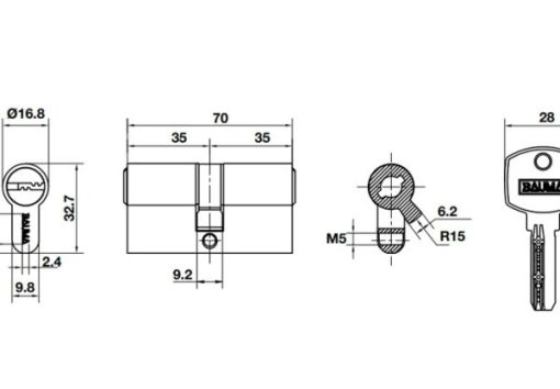 Ruột khoá 2 đầu chìa 70mm BAUMA 916.87.825 - 3