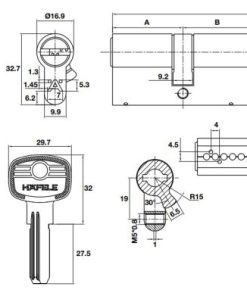 Ruột khoá 2 đầu chìa Häfele 71mm 489.56.001 - 6 Ruột khoá 2 đầu chìa Häfele 71mm 489.56.001 - 5