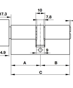 Ruột khóa Häfele cho cửa phòng vệ sinh, đầu vặn oval dài 66mm 916.63.641 - 5