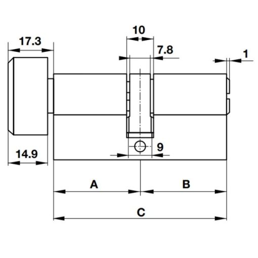 Ruột khóa Häfele cho cửa phòng vệ sinh, đầu vặn oval dài 66mm 916.63.641 - 3
