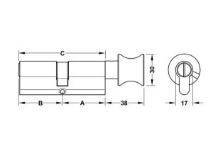 Ruột khoá Hafele cho cửa WC 81mm 916.64.948 - 5