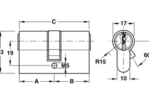 Ruột khóa 2 đầu chìa Hafele 916.64.908 - 3