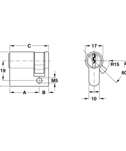 Ruột khóa 1 đầu chìa Hafele 40mm màu đen 916.63.361 - 5