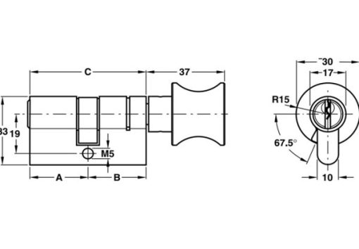 Ruột khóa Hafele một đầu chìa, một đầu vặn dài 81mm 916.64.928 - 3