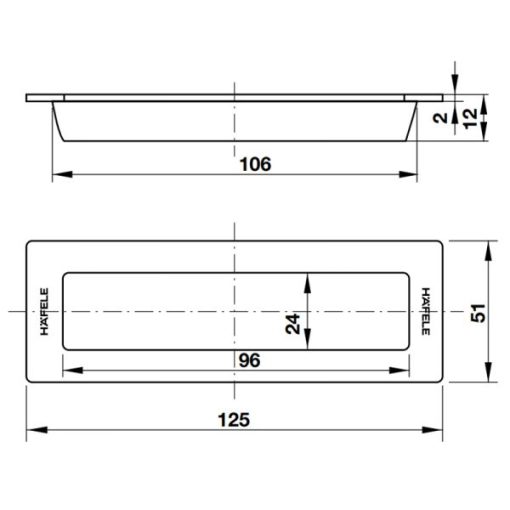 DIY Tay nắm âm 125x51mm – Màu đen mờ Hafele 489.72.136 - 3