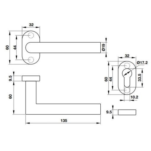 Tay nắm gạt có nắp che Inox 304 Hafele 903.80.004 - 3