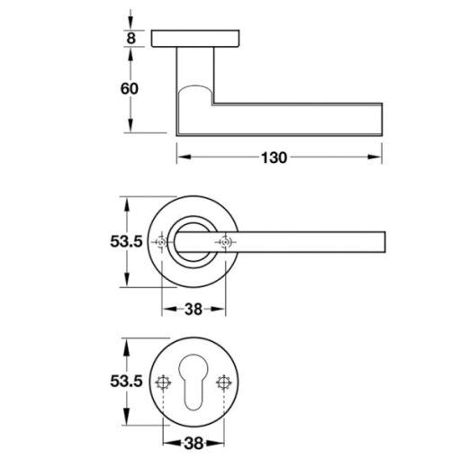 Tay nắm gạt có nắp che màu đồng rêu Inox 304 Hafele 903.99.788 - 3