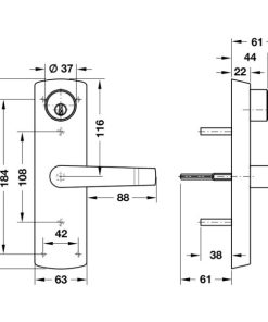 Tay nắm gạt đế dài cho cửa dày 44-50mm Hafele 911.56.029 - 6 Tay nắm gạt đế dài cho cửa dày 44-50mm Hafele 911.56.029 - 5