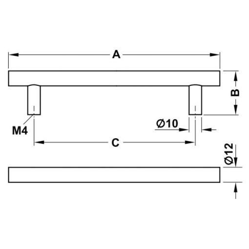 Tay nắm Inox Hafele 168mm 155.01.401 - 3
