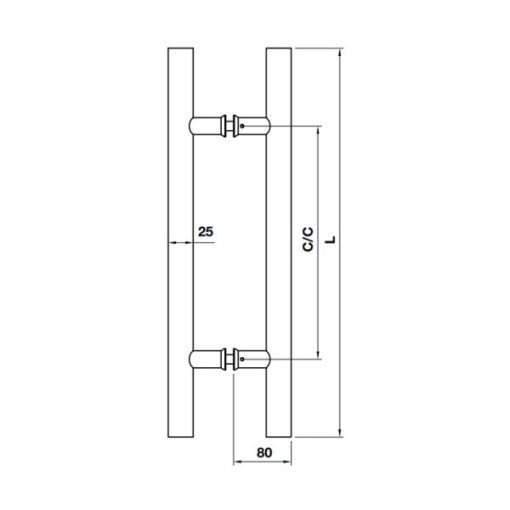 Tay nắm kéo chữ H L800mm BAUMA 903.13.172 - 3
