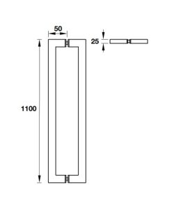 Tay nắm kéo dạng vuông L1100mm Inox 316 Hafele 903.02.030 - 5