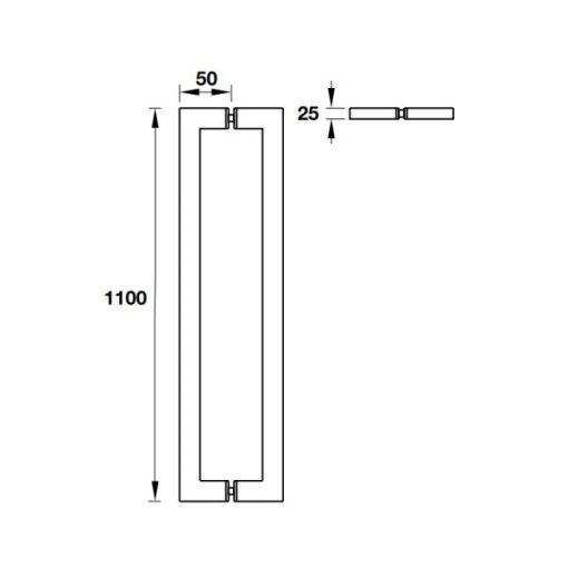 Tay nắm kéo dạng vuông L1100mm Inox 316 Hafele 903.02.030 - 3
