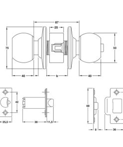 Khóa nắm tròn cho cửa chính Hafele 911.83.563 - 6 Khóa nắm tròn cho cửa chính Hafele 911.83.563 - 5