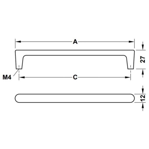 Tay nắm tủ Hafele màu mạ niken mờ 108mm 106.69.120 - 3
