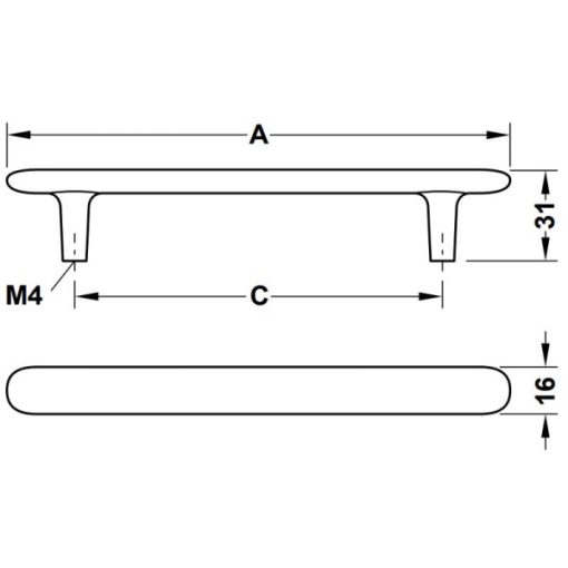 Tay nắm tủ Hafele màu mạ vàng mờ 172mm 106.70.110 - 3