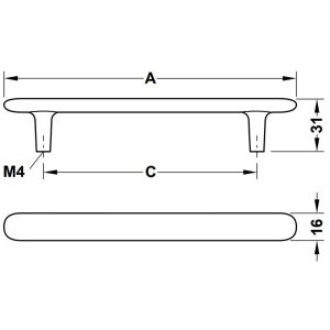 Tay nắm tủ Hafele màu mạ niken mờ 206mm 106.70.108 - 5