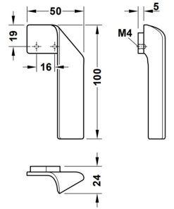 Tay nắm tủ bên phải Hafele màu mạ thiếc 100mm 101.69.506 - 5