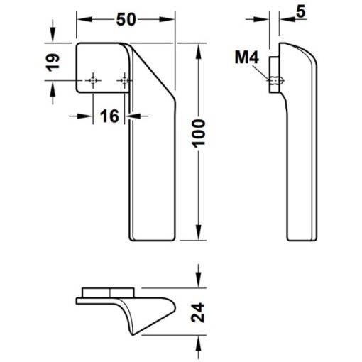 Tay nắm tủ bên trái Hafele màu be 100mm 101.69.509 - 3
