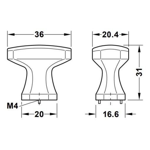 Tay nắm tủ Hafele màu đồng 36mm 106.70.173 - 3