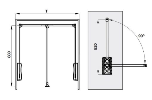 Tay nâng móc áo Hafele 650-920mm màu trắng 805.11.753 - 3
