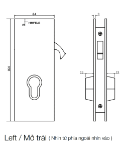 Thân khóa cửa kính trượt – hướng mở trái Hafele 981.59.100 - 6 Thân khóa cửa kính trượt – hướng mở trái Hafele 981.59.100 - 5