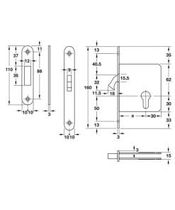 Thân khóa cho cửa trượt Hafele 911.26.292 - 5
