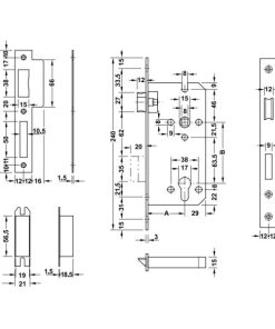Thân khóa lưỡi gà chốt chết Hafele Đồng bóng 911.02.069 - 5