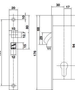 Thân khóa cho cửa trượt đố nhỏ Hafele 911.26.672 - 6 Thân khóa cho cửa trượt đố nhỏ Hafele 911.26.672 - 5
