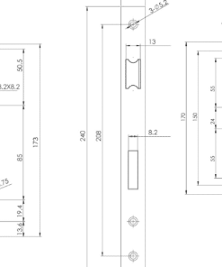 Thân khóa cho cửa đố nhỏ Hafele 911.77.263 - 5