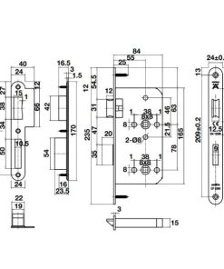 Thân khóa cho phòng tắm B55/78A Đồng bóng 911.02.158 - 5
