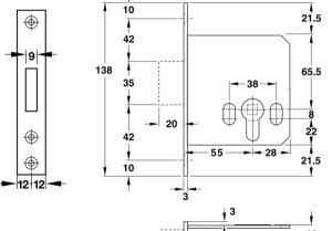 Thân khoá chốt chết Häfele 911.22.477 - 5