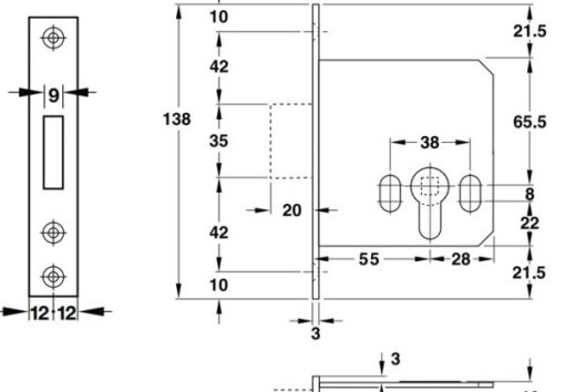 Thân khoá chốt chết Häfele 911.22.477 - 3