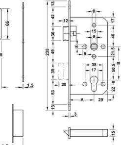 Thân Khóa Lưỡi Gà Và Chốt Chết E55/72A Hafele 911.25.100 - 6 Thân Khóa Lưỡi Gà Và Chốt Chết E55/72A Hafele 911.25.100 - 5